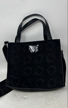 Load image into Gallery viewer, Guess Womens Black Monogram Print Top Handle Satchel Small Handbag w/ Strap
