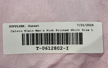 Load image into Gallery viewer, Calvin Klein Mens Pink Printed Long Sleeve Slim Fit Stretch Dress Shirt Size L
