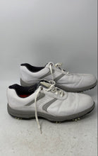 Load image into Gallery viewer, FootJoy Mens Contour Series White Gray Leather Golf Spikes Shoes Size 12M
