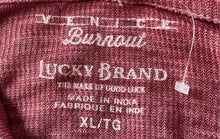 Load image into Gallery viewer, Lucky Brand Mens Red Long Sleeve Burnout Henley Neck Pullover Sweater Size XL
