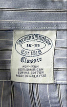 Load image into Gallery viewer, Brooks Brothers Mens Blue White Striped Long Sleeve Dress Shirt Size 16-33
