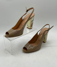 Load image into Gallery viewer, Goveci Womens Beige Peep Toe Adjustable Strap Block Slingback Heels Size EUR 38
