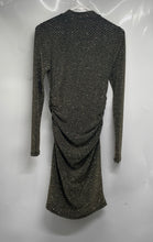 Load image into Gallery viewer, Madden Girl Womens Gold Sparkle Long Sleeve Mock Neck Bodycon Dress Size Small
