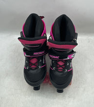 Load image into Gallery viewer, Micmac Skating Girls Black Pink Adjustable Strap Quad Wheel Roller Skates Size L
