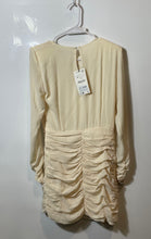 Load image into Gallery viewer, Zara Womens Cream Long Sleeve Round Neck Draped Mini Dress Size M With Tag
