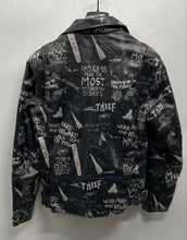 Load image into Gallery viewer, Zara Womens Black Printed Long Sleeve Motorcycle Biker Jacket Size Medium
