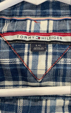 Load image into Gallery viewer, Tommy Hilfiger Mens Blue White Long Sleeve Collared Pockets Button-Up Shirt Sz L
