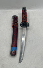 Load image into Gallery viewer, Japanese Samurai Katana Sword With Red Black Wrapped Handle &amp; Patterned Scabbard
