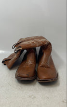 Load image into Gallery viewer, Genuine Leather Kids Brown Square Toe Pull-On Cowboy Western Boots Size EUR 38
