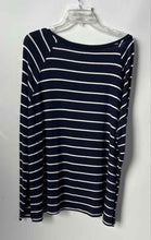 Load image into Gallery viewer, Old Navy Womens Blue White Striped Round Neck Pullover Luxe T-Shirt Size XL
