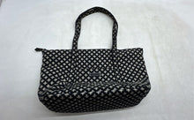 Load image into Gallery viewer, Vera Bradley Womens Black White Floral Quilted Shoulder Strap Zipper Tote Bag
