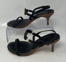 Load image into Gallery viewer, Authentic Tory Burch Womens Black Leather Stiletto Slingback Heels Size 5M
