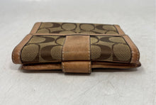 Load image into Gallery viewer, Coach Womens Brown Signature Print Credit Card Slots Bifold Wallet
