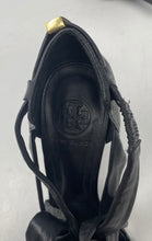 Load image into Gallery viewer, Authentic Tory Burch Womens Black Leather High Stiletto Strappy Heels Sz 8M Worn
