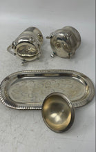 Load image into Gallery viewer, Vintage International Silver Co. Silver-Tone Creamer &amp; Sugar Bowl Tray Set
