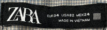 Load image into Gallery viewer, Zara Womens Gray Plaid Flat Front Pockets Stretch Trousers Pants Size 2
