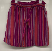 Load image into Gallery viewer, A New Day Womens Purple Striped Belted High Waist A-Line Skirt Size Medium
