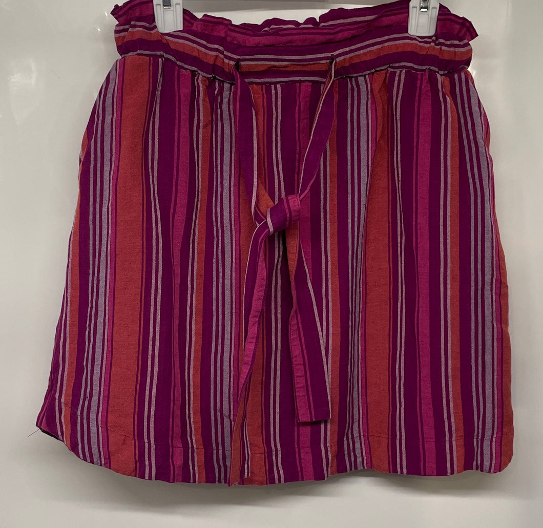 A New Day Womens Purple Striped Belted High Waist A-Line Skirt Size Medium