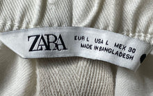 Load image into Gallery viewer, Zara Womens Cream Regular Fit Drawstring Waist Tapered Leg Trouser Pants Size L
