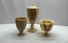 Load image into Gallery viewer, Marble Brown &amp; Beige 3-Piece Stone Decorative Collectible Trophy Cup Vase
