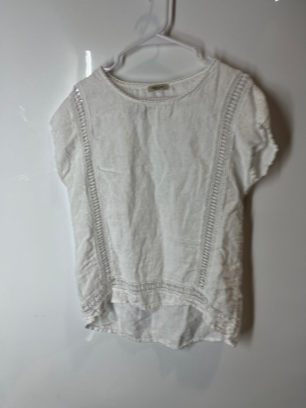 Alessia Pacini Womens White Linen High Low Hem Cropped Blouse Top Size Large