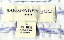 Load image into Gallery viewer, Banana Republic Mens Blue Striped Long Sleeve Collared Dress Shirt Sz L 16-16.5
