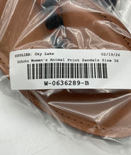 Load image into Gallery viewer, Schutz Womens Brown Leather Animal Print Flat Ankle Strap Sandals Size EU 36
