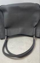 Load image into Gallery viewer, Alfani Womens Gray Leather Inner Pockets Bottom Studs Double Handle Tote Handbag

