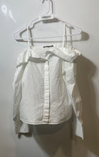 Load image into Gallery viewer, Zara Womens White Cotton Spaghetti Strap Cold Shoulder Sleeve Blouse Top Size S
