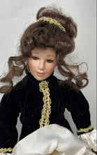 Load image into Gallery viewer, Curly Brown Hair Decorative Porcelain Doll Collectible With Gown &amp; Taken Violin
