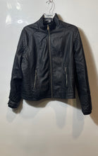 Load image into Gallery viewer, Royalty Womens Black Mock Neck Long Sleeve Full-Zip Biker Jacket Size Large
