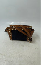 Load image into Gallery viewer, Michael Kors Womens Brown Blue Leather Detachable Strap Zip Top Crossbody Bag
