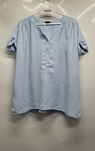 Load image into Gallery viewer, Ann Taylor Womens Light Blue Short Sleeve Henley Neck Blouse Top Size XL
