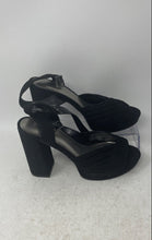 Load image into Gallery viewer, Worthington Womens Felicia Black Peep Toe Block Heel Platform Sandals Size 7M
