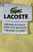 Load image into Gallery viewer, Lacoste Mens Yellow Short Sleeve Collared Golf Polo Shirt Size 6
