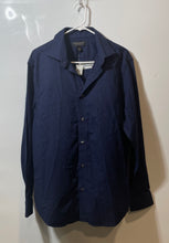 Load image into Gallery viewer, Banana Republic Mens Blue Printed Stretch Tailored Slim Fit Button-Up Shirt Sz L
