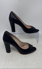 Load image into Gallery viewer, Toscanella Womens Black Leather Peep Toe Slip-On Block Pump Heels Size EUR 39
