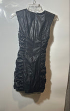 Load image into Gallery viewer, Zara Womens Black Sleeveless Crew Neck Back Zip Ruched Mini Dress Size XS

