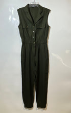Load image into Gallery viewer, Zara Womens Green Sleeveless Regular Fit Button Front One-Piece Jumpsuit Size S
