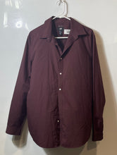 Load image into Gallery viewer, H&amp;M Mens Wine Slim Fit Easy Iron Spread Collar Long Sleeve Button-Up Shirt Sz L
