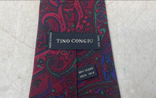 Load image into Gallery viewer, Tino Congiu Mens Red Paisley Print Silk Adjustable Formal Pointed Tie One Size
