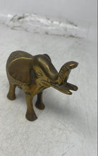 Load image into Gallery viewer, Gold-Tone Brass Engraved Decorative Elephant Figurine With Its Trunk Raised
