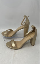 Load image into Gallery viewer, Lulus Womens Taylor Yellow Gold Tone High Block Ankle Strap Heels Size 10
