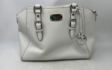 Load image into Gallery viewer, Michael Kors Womens Ciara White Saffiano Leather Top Handle Satchel Handbag
