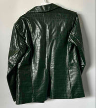 Load image into Gallery viewer, Forever 21 Womens Dark Green Leather Long Sleeve One-Button Blazer Size XS
