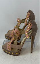 Load image into Gallery viewer, Brian Atwood Womens 140mm Pink Beige Cutout Studded High Platform Heels Size 36
