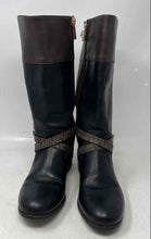 Load image into Gallery viewer, Michael Kors Girls Finley Bransyn Black Brown Leather Riding Boots Size 4
