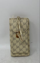 Load image into Gallery viewer, NK Womens Beige Leather Signature Print Inner Pocket Zip-Around Wallet
