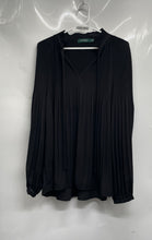 Load image into Gallery viewer, Ralph Lauren Womens Black Pleated V-Neck Long Sleeve Blouse Top Size XL
