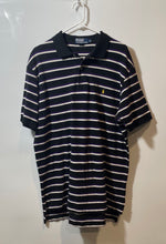 Load image into Gallery viewer, Polo By Ralph Lauren Mens Black White And Purple Striped Polo Shirt Size XL
